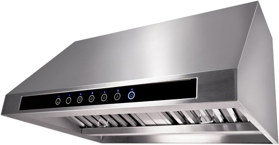 4 Speed Wall/Under Cabinet Range Hood, 1000 Max CFM, Stainless Baffle Filters, 30 36 42 48 Inch M984