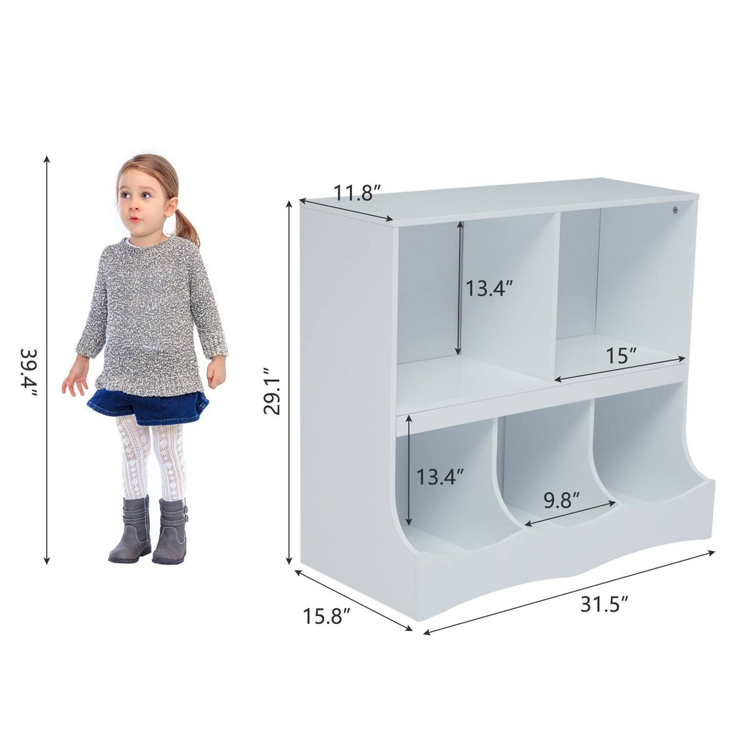 Kids Multi-Bin Storage Organizer Cabinet Bookcase with 2 Shelf and 3 Bin Cubby Unit M741958