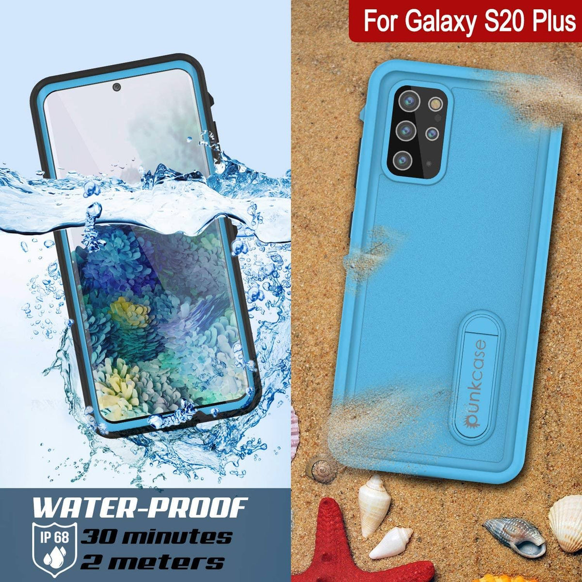 Light Blue Waterproof Case for Galaxy S20+ Plus H5459