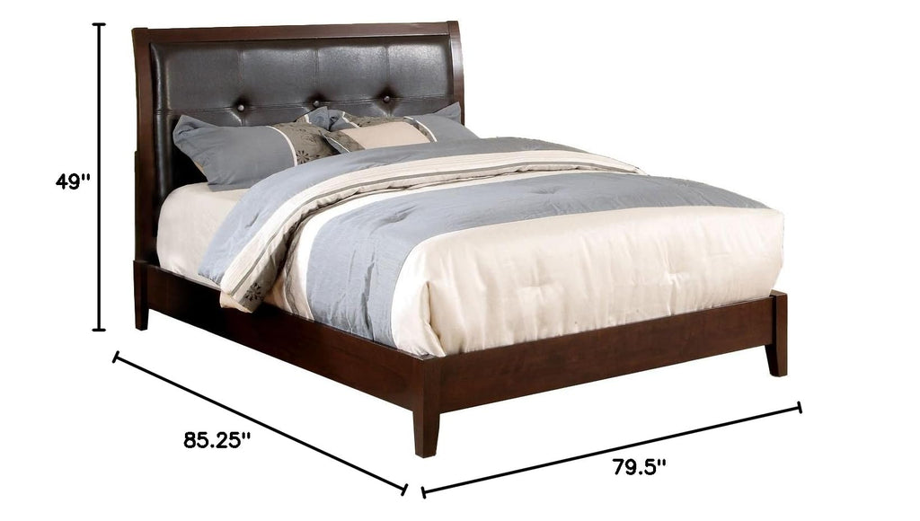 Brown Cherry Eastern King Leatherette Platform Bed B814