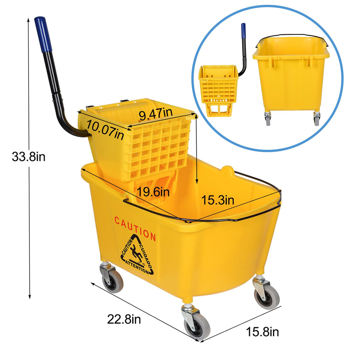 Commercial Mop Bucket on Wheels, 35-Quart H61981