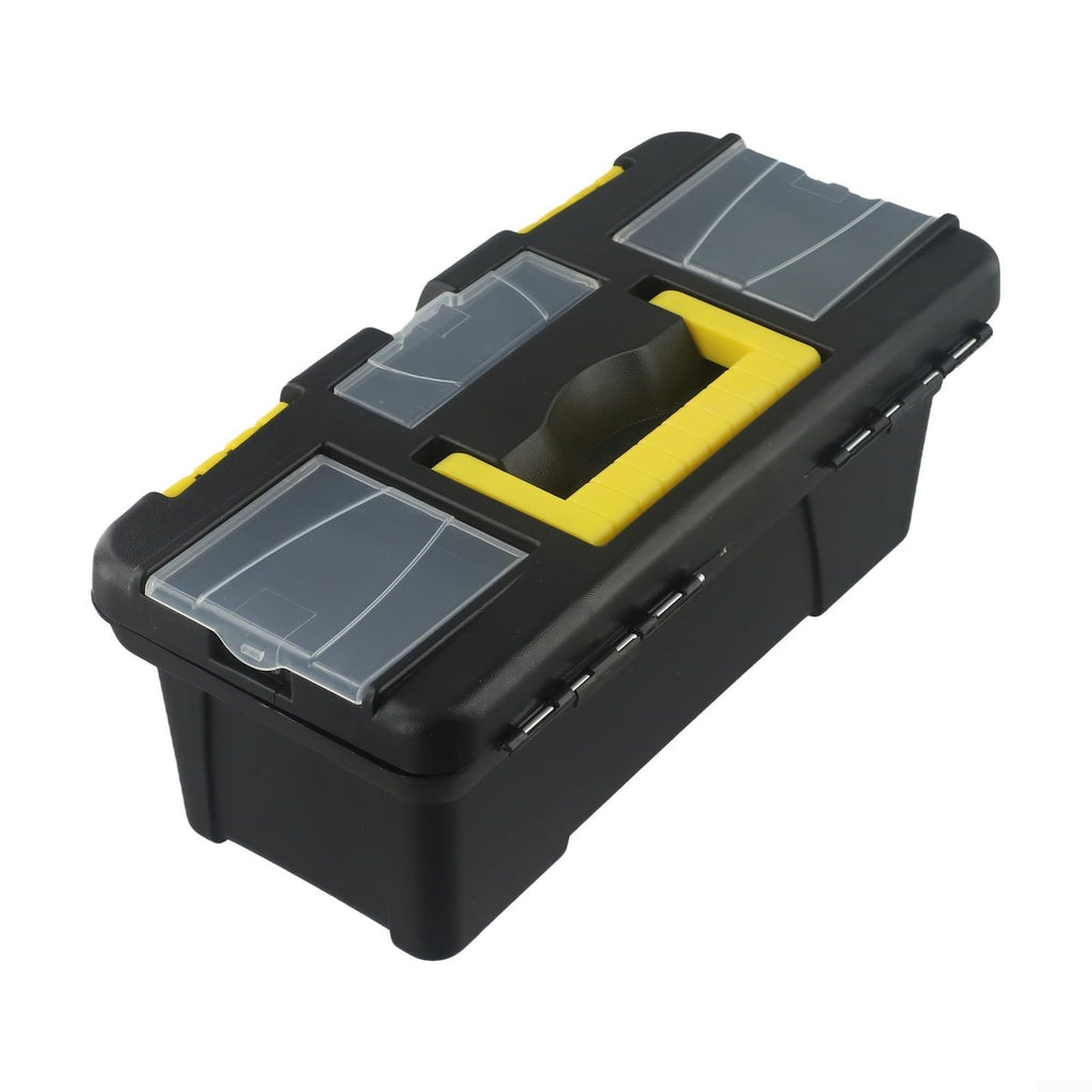 10-Inch Plastic Tool Box with Reinforced Handle and Secure Latches Y808626