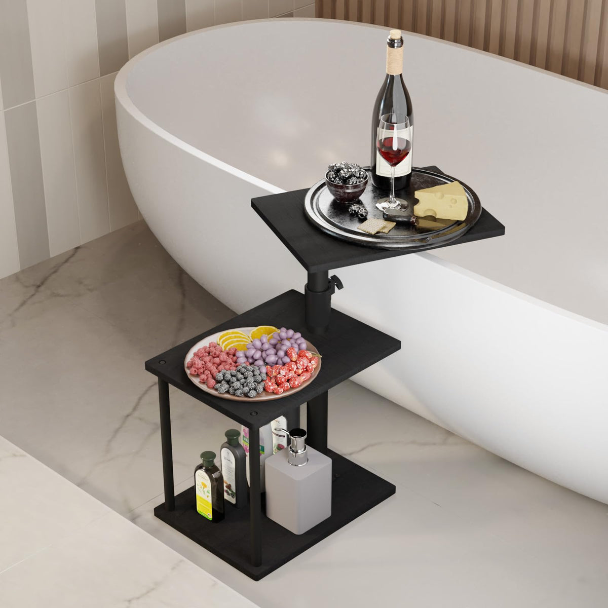 Swivel Side Table with Storage Shelf K734907
