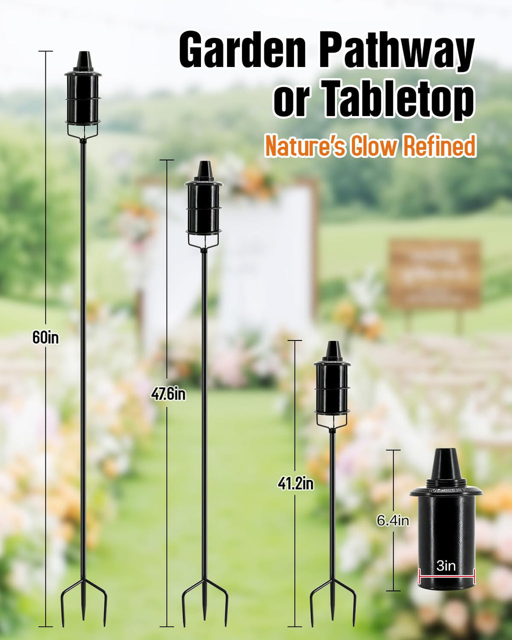 4 Pcs 59In 16oz Metal Citronella Torches M5350