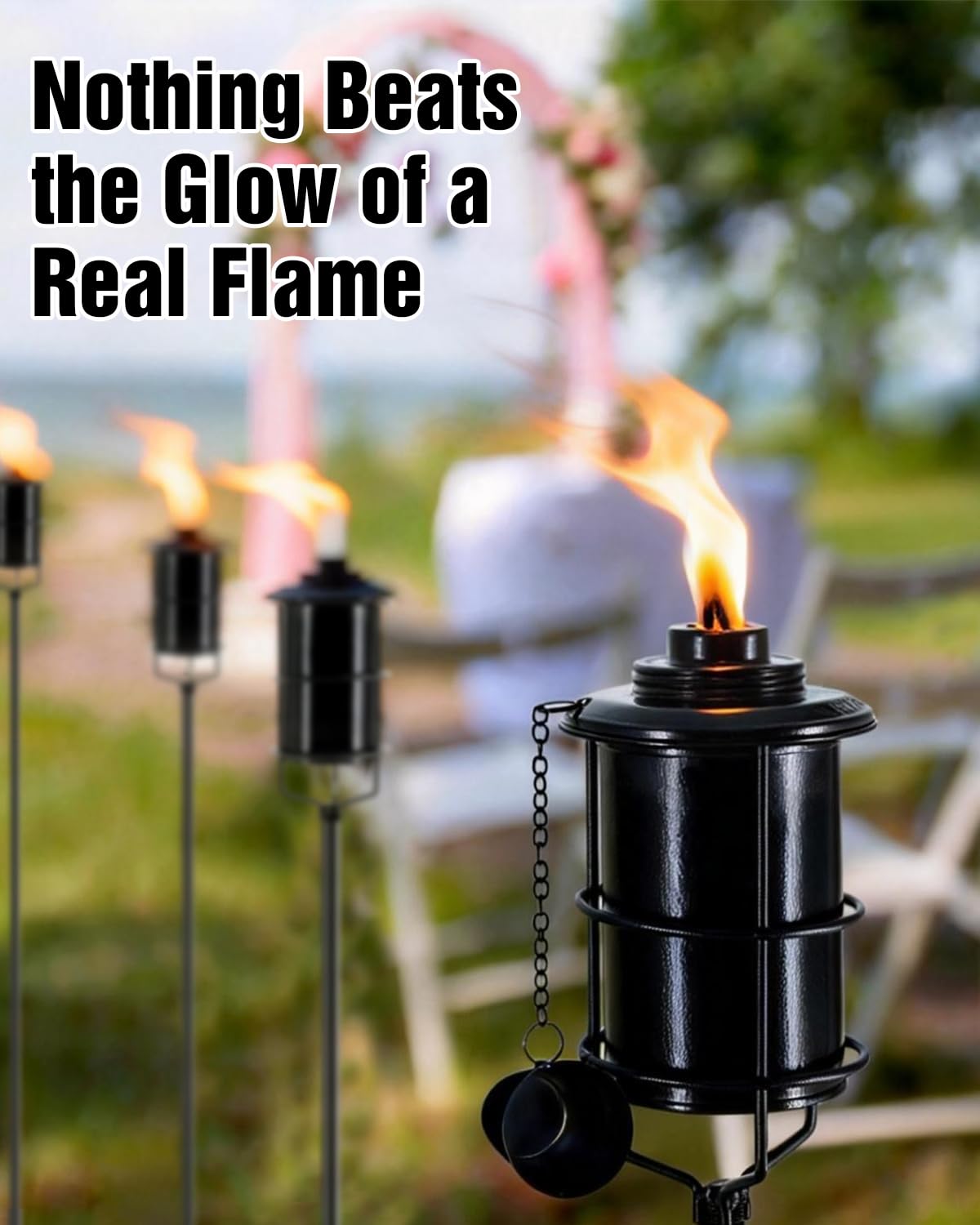 4 Pcs 59In 16oz Metal Citronella Torches M5350
