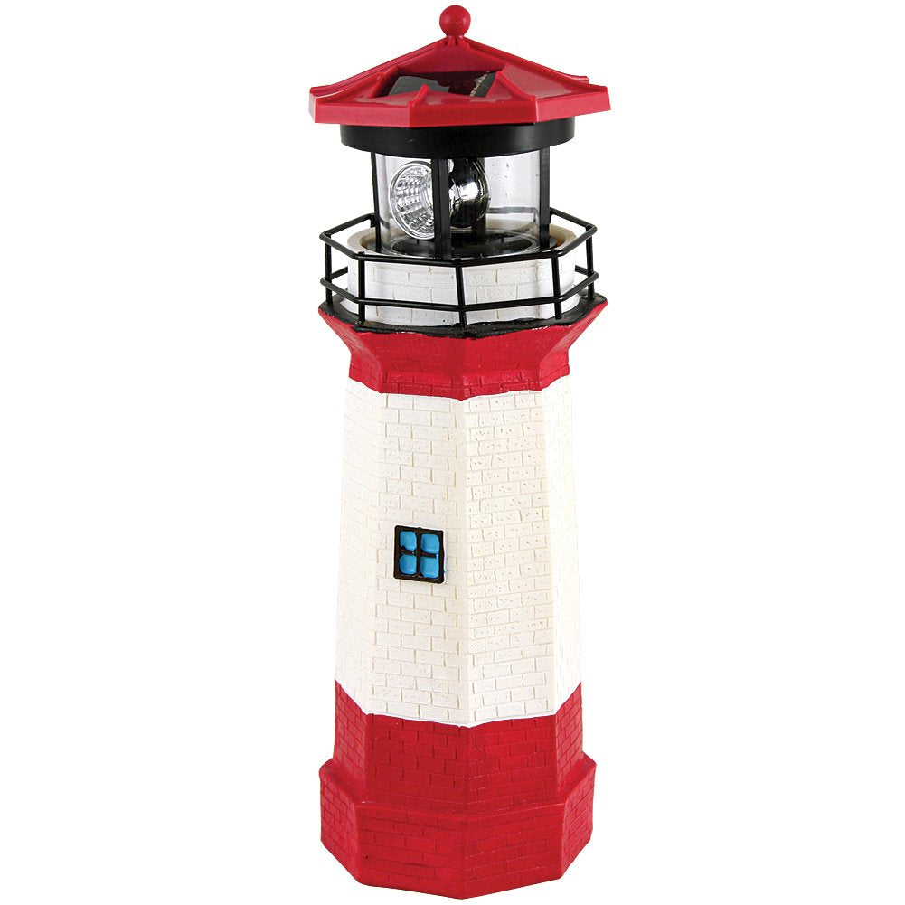 15" Red Solar Lighthouse with Rotating LED T226144