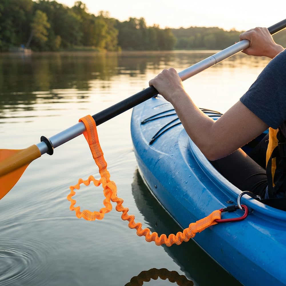 Stretchable Kayak Paddle Leash with Locking Carabiner E167084