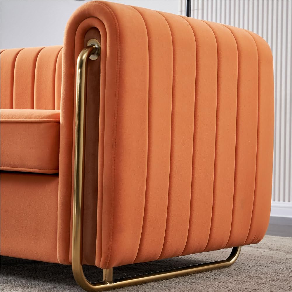Orange Velvet 3-Seater Sofa U730577