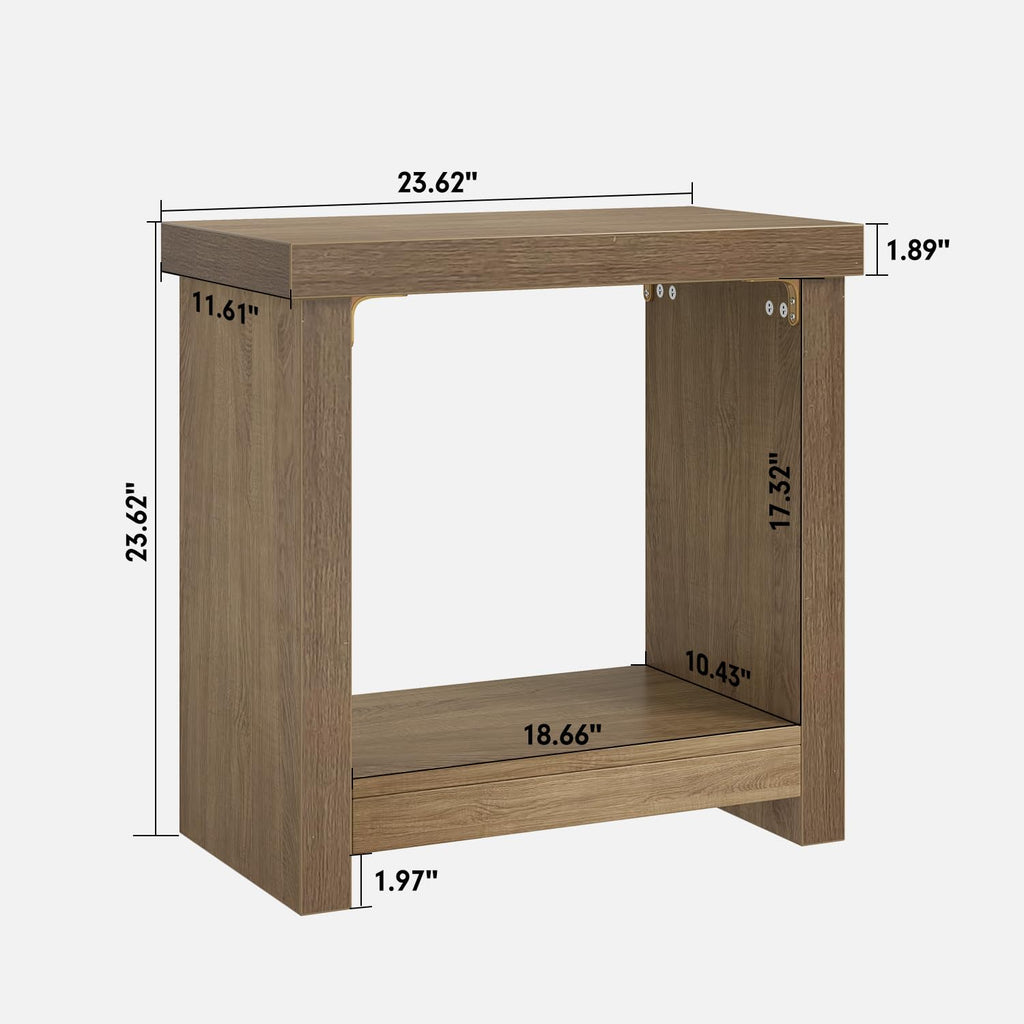 Brown Set of 2 End Tables with Storage Shelves F73552
