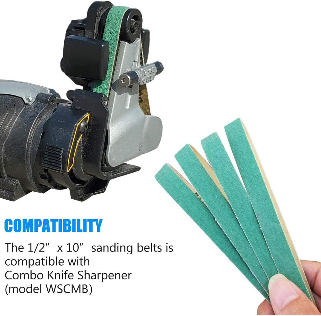 24 Pack 1/2" x 10" Replacement Knife Sharpener Sander Belt Kit 80/120/240/400/1000/1200 Grits Q76675