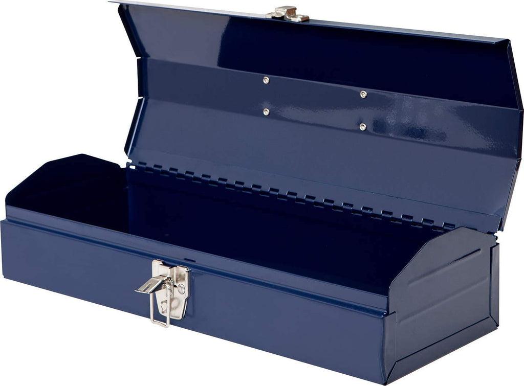 16" Portable Steel Tool Box with Metal Latch Closure, Blue I464