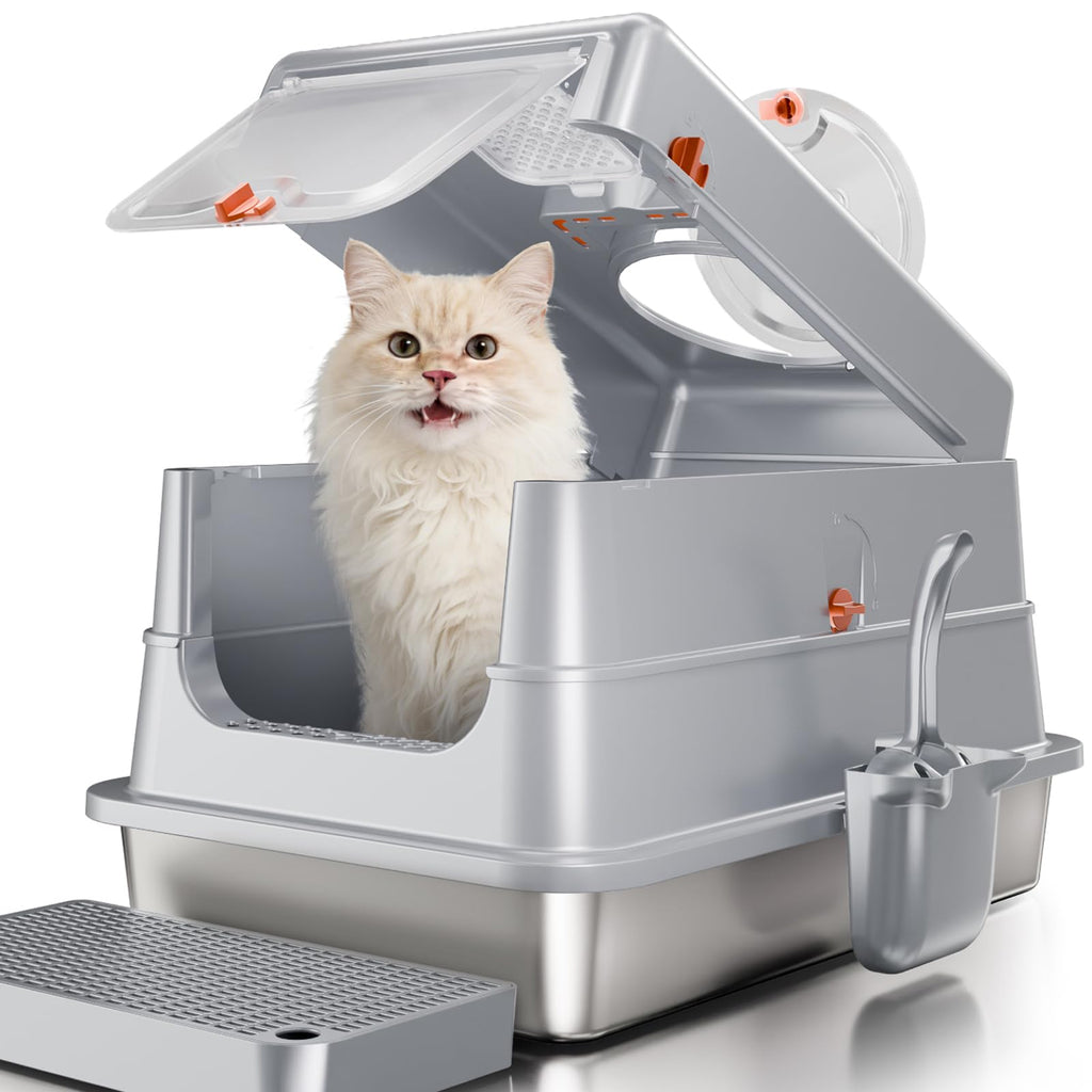 Stainless Steel Extra Large Enclosed Cat Litter Box Y927812