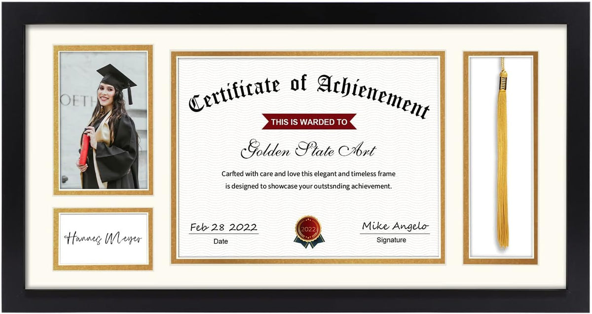 11x22 Certificate Frame with Tassel Holder & Real Glass B79578