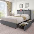 Queen Size Upholstered Platform Bed Frame with Storage Drawers E83647