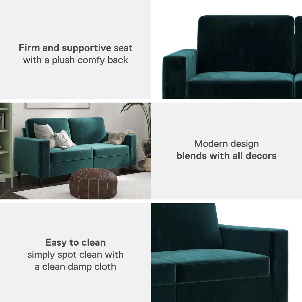 Green Velvet 3 Seater Sofa D45516