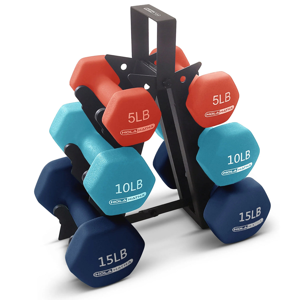 5, 10 & 15 Pound Neoprene Dumbbell Weight Set with Storage Rack G997242