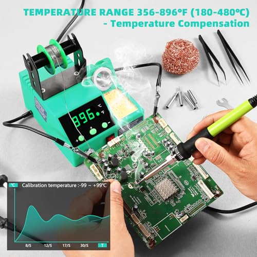 100W Digital Display Soldering Iron Station Kit with 2 Helping Hands B49847