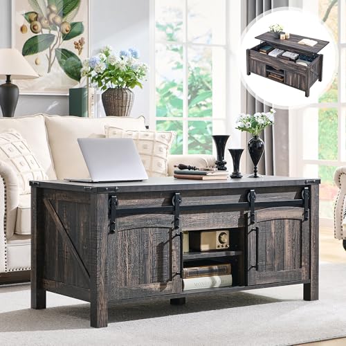 48" Lift Top Coffee Table with Sliding Door and Hidden Storage P547252