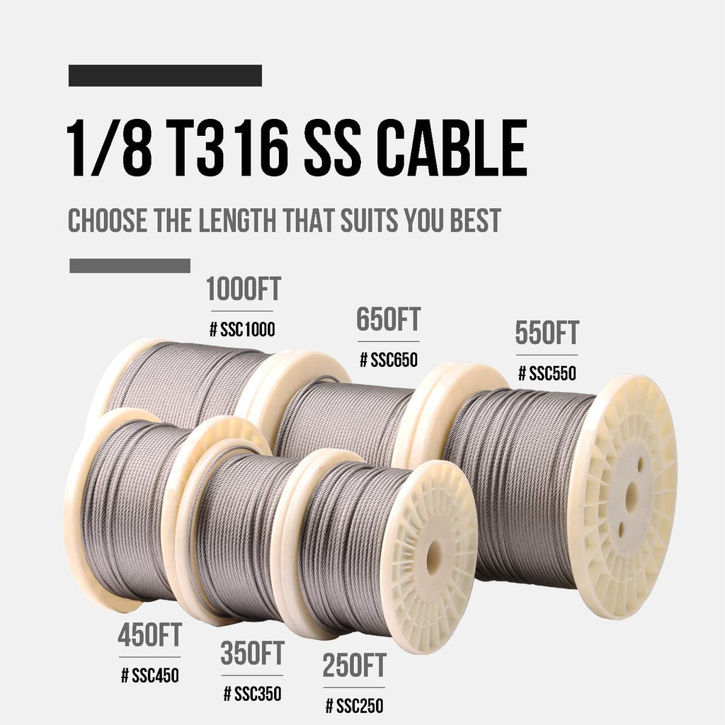 1000FT 1/8 Stainless Steel Wire Rope Cable G44914