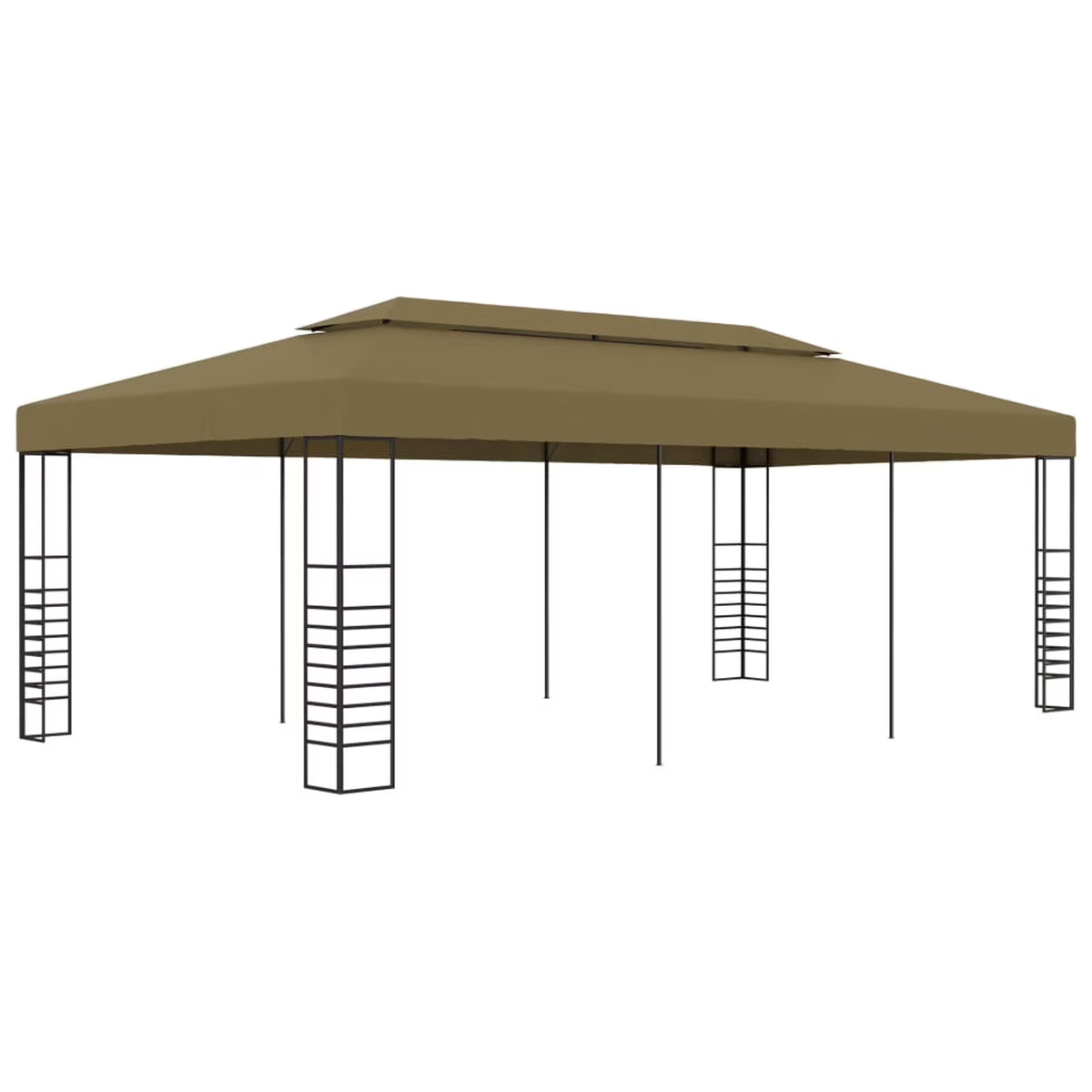 Party Tent Outdoor Gazebo Canopy Sun Shade Shelter Steel Frame Taupe 236.2 x 118.1 x 106.3 Inches K465