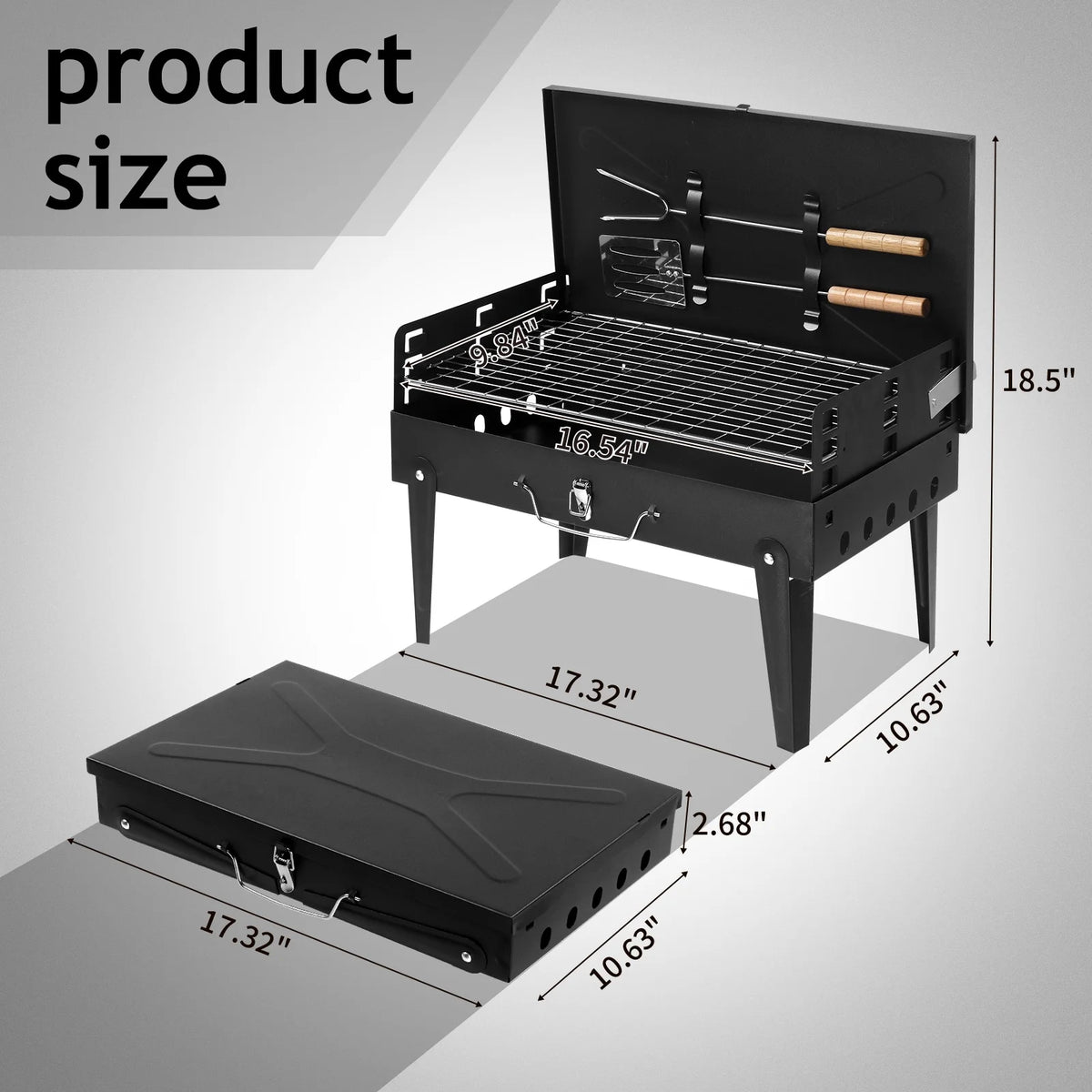 Portable Charcoal BBQ Grill Black X15125