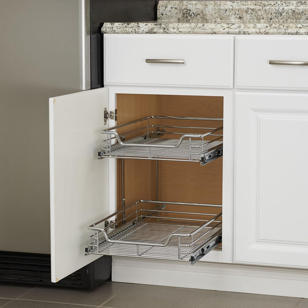 Chrome 2-Tier Sliding Cabinet Organizer E192