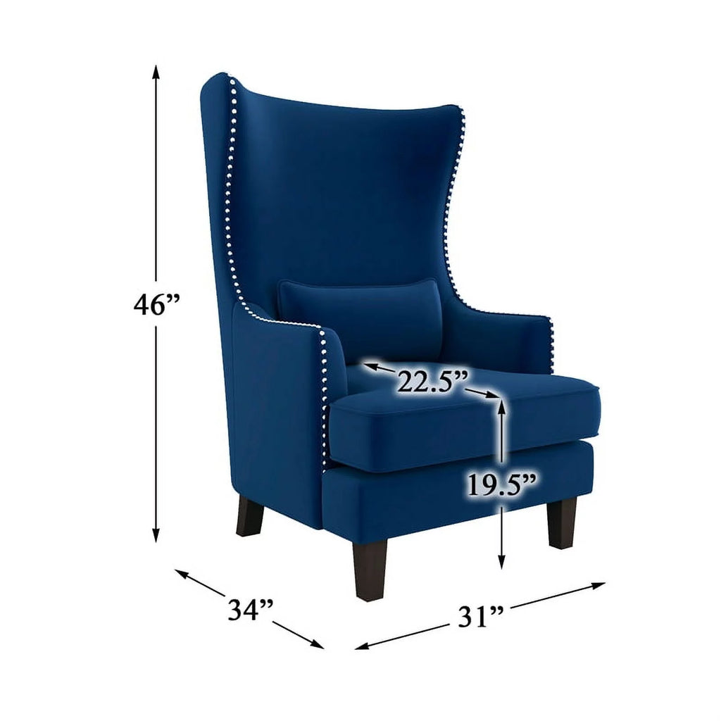 Blue Velvet Wing Back Accent Chair F1400