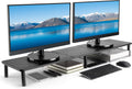 Dual Monitor Stand Riser, Adjustable Legs, Matte Black Steel, Pack of 2 C71187