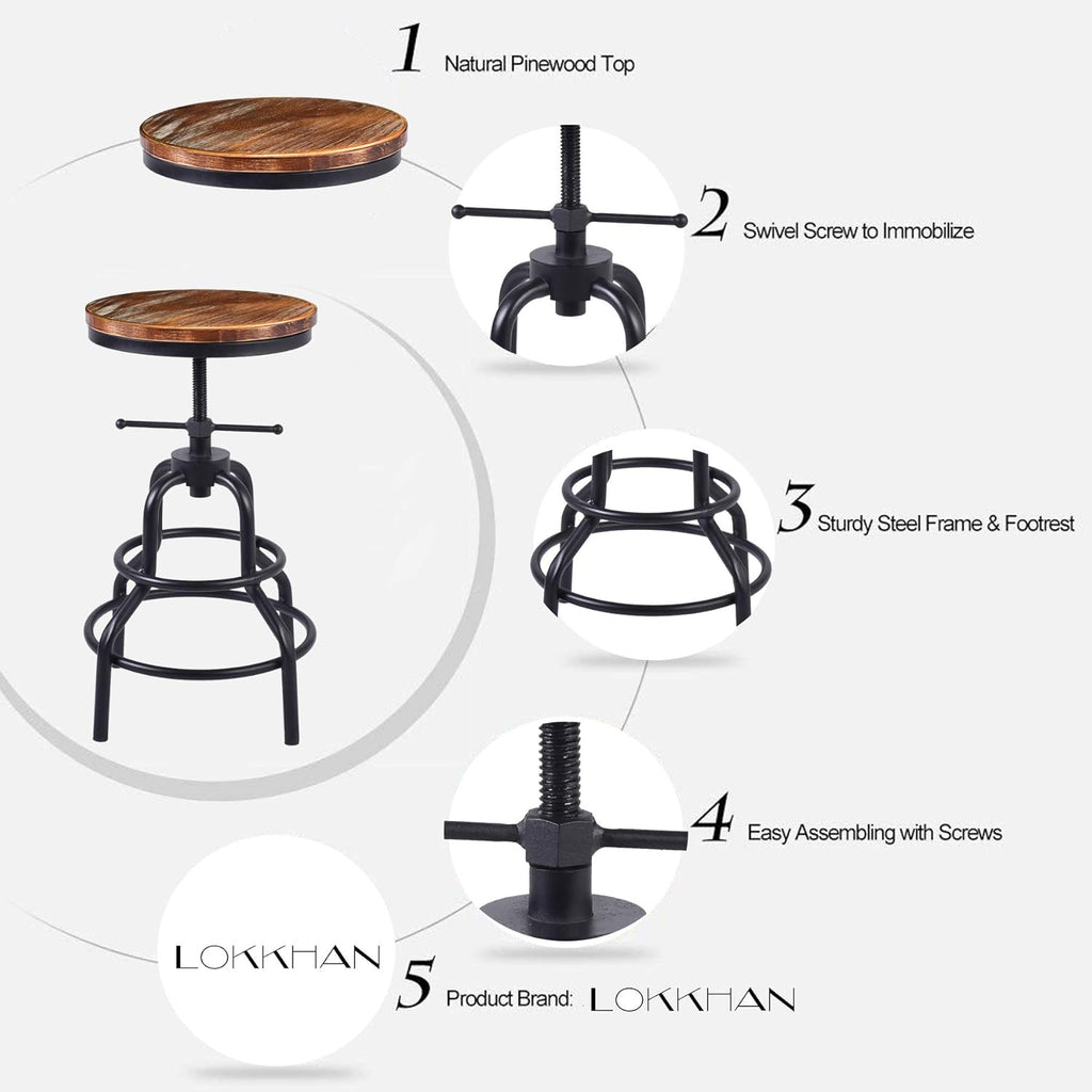Rustic Swivel Bar Stool Set of 2 Z4225
