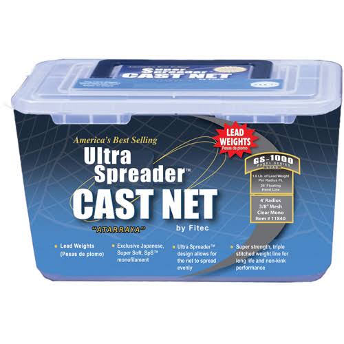 Cast Net, 3/8 inch Mesh, Clear, Lead, 1 lb WT, 9' P221