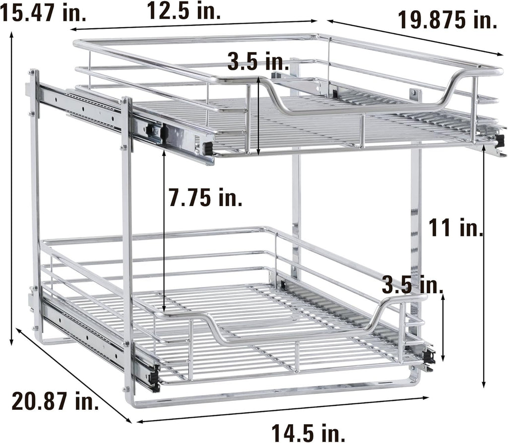 Chrome 2-Tier Sliding Cabinet Organizer E192