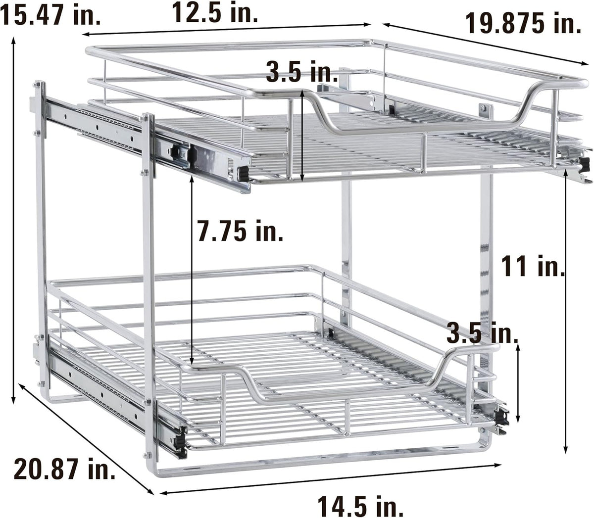 Chrome 2-Tier Sliding Cabinet Organizer E192