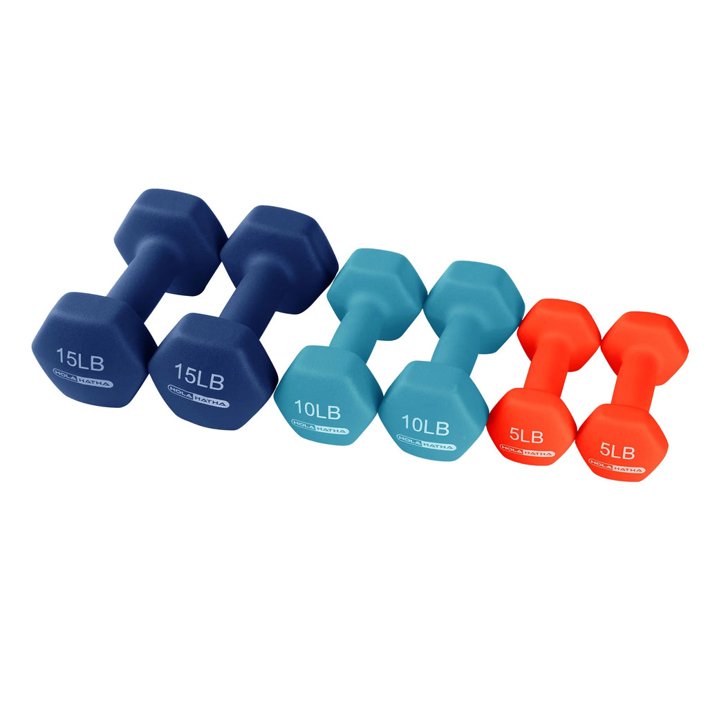 5, 10 & 15 Pound Neoprene Dumbbell Weight Set with Storage Rack G997242