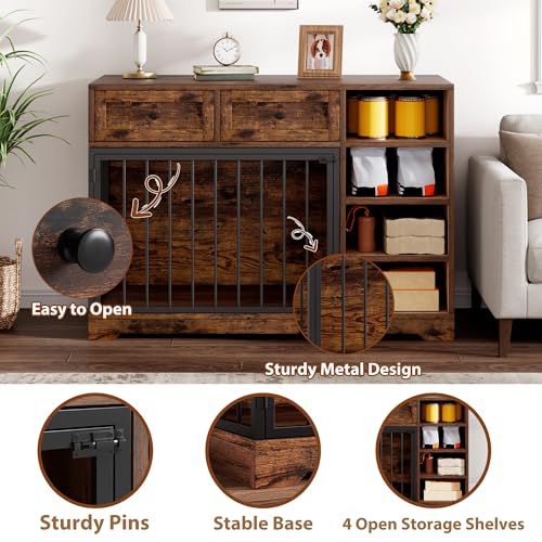 Black Wooden Dog Crate with 2 Drawers and 4 Shelves X45453