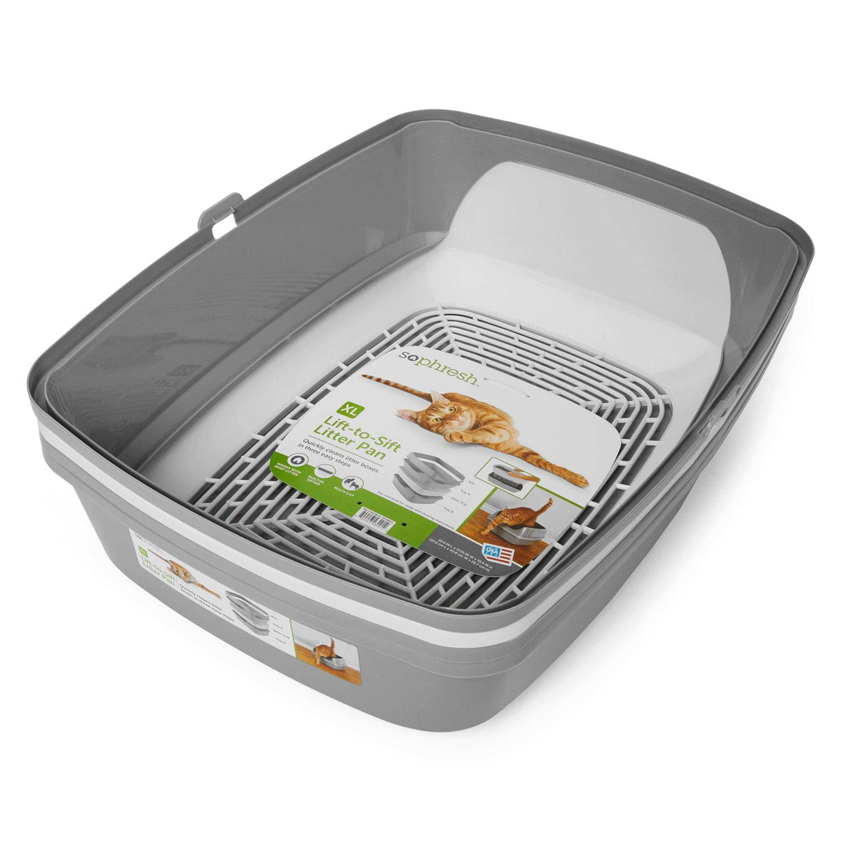 Grey & White Lift-to-Sift Cat Litter Pan P7144