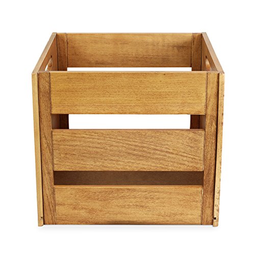 Wooden Record Crate Vinyl Album Holder Real Wood Espresso X955860