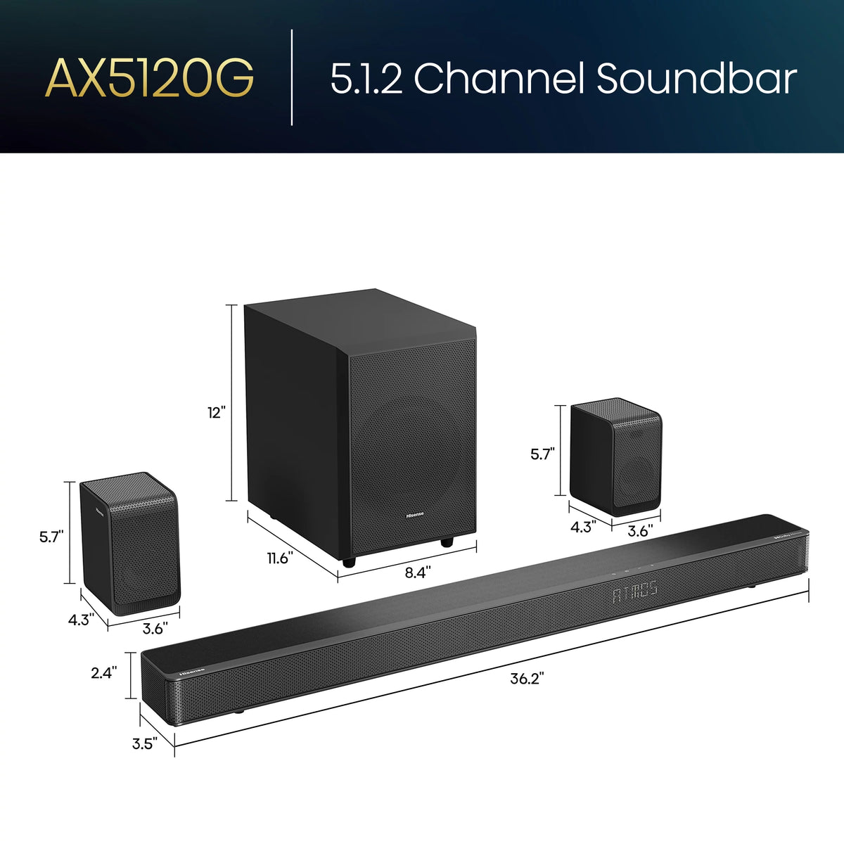 5.1.2 Ch 420W Soundbar with Wireless Subwoofer and Dolby Atmos C285