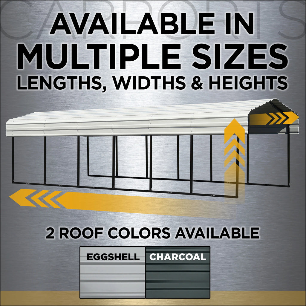 Galvanized Steel Carport Kit, 12' x 29' x 9' A24475