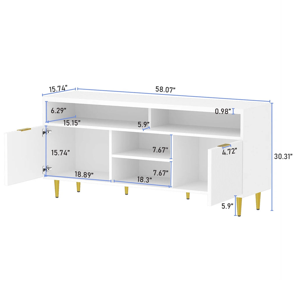 White Wood TV Stand for 55 60 65 inch TV U26105