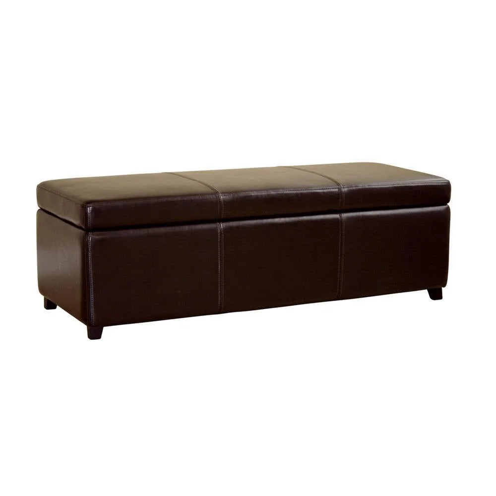 Dark Brown Faux Leather Storage Bench Ottoman X802