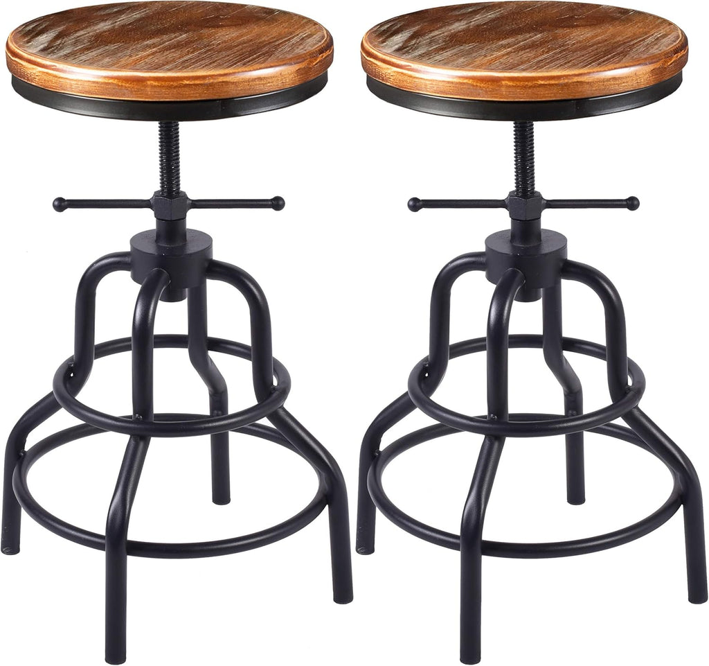 Rustic Swivel Bar Stool Set of 2 Z4225