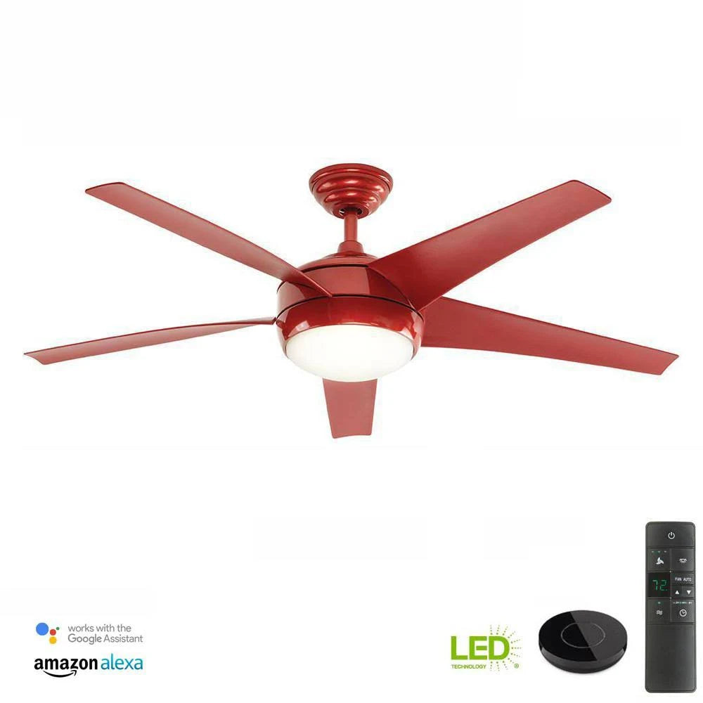Red LED Indoor Ceiling Fan with Light Kit H1128