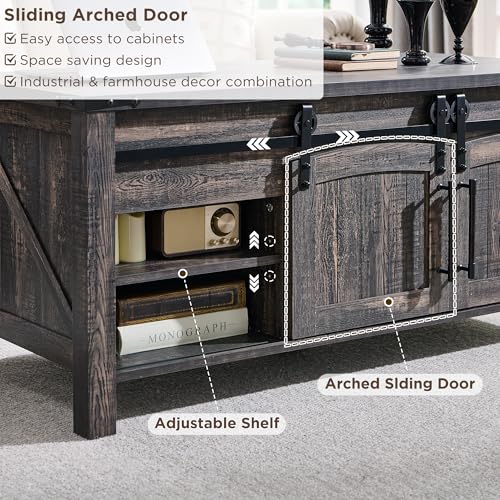 48" Lift Top Coffee Table with Sliding Door and Hidden Storage P547252