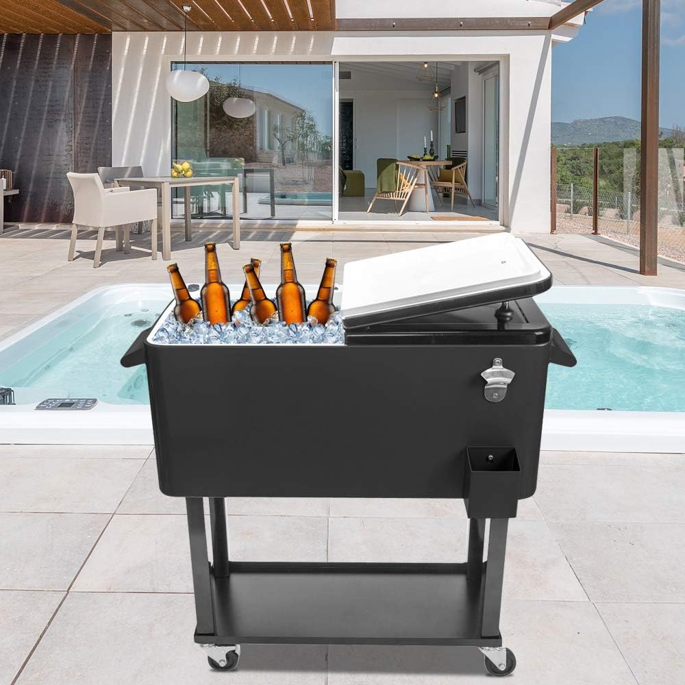 80 Quart Rolling Ice Chest with Shelf Q481