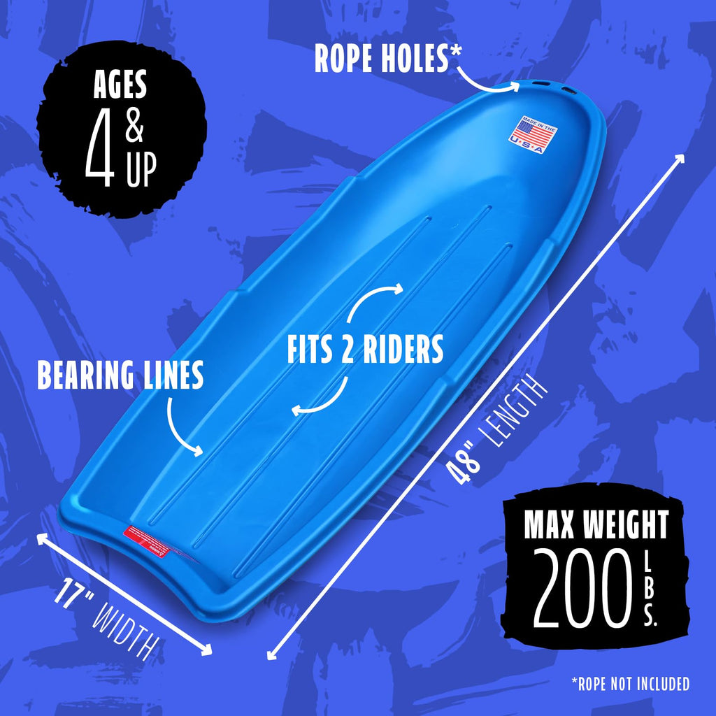 48 Inch Toboggan Style Plastic Snow Sled 3-Pack Y8264