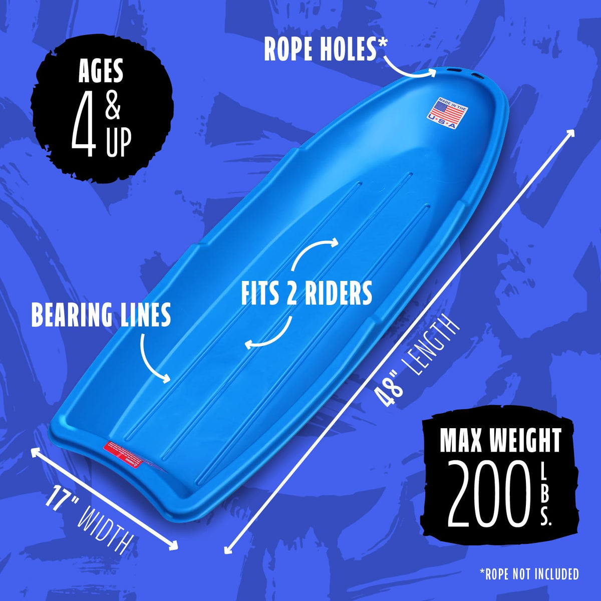 48 Inch Toboggan Style Plastic Snow Sled 3-Pack Y8264