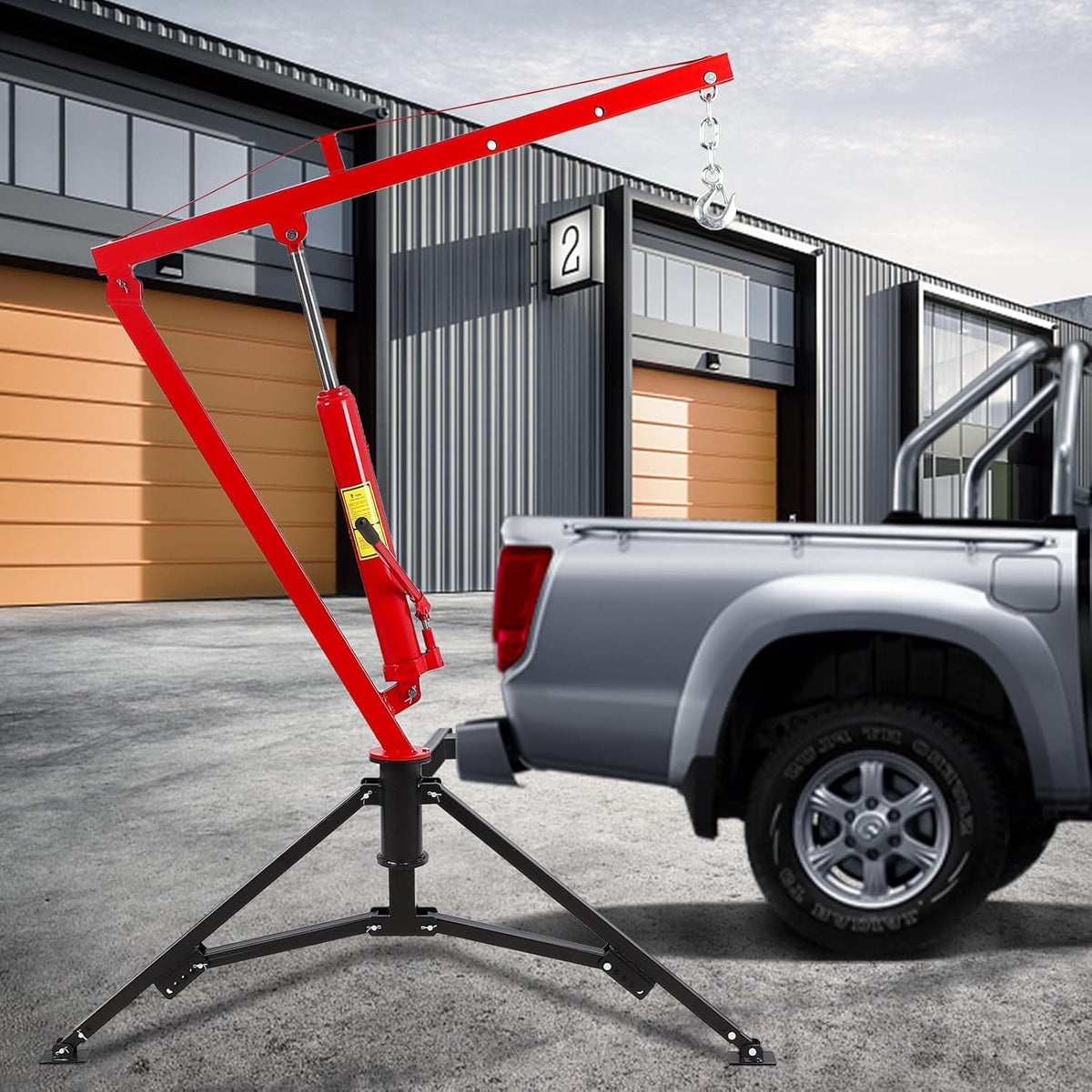 Hydraulic Pickup Truck Crane, 1000 Lbs Capacity, 360° Swivel, Red S772211
