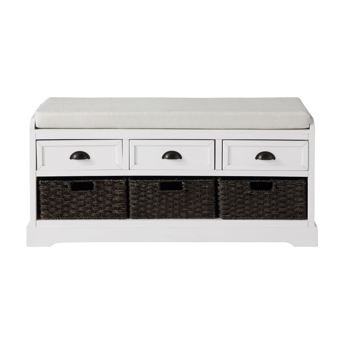 Black Storage Bench with 3 Drawers and 3 Baskets A213