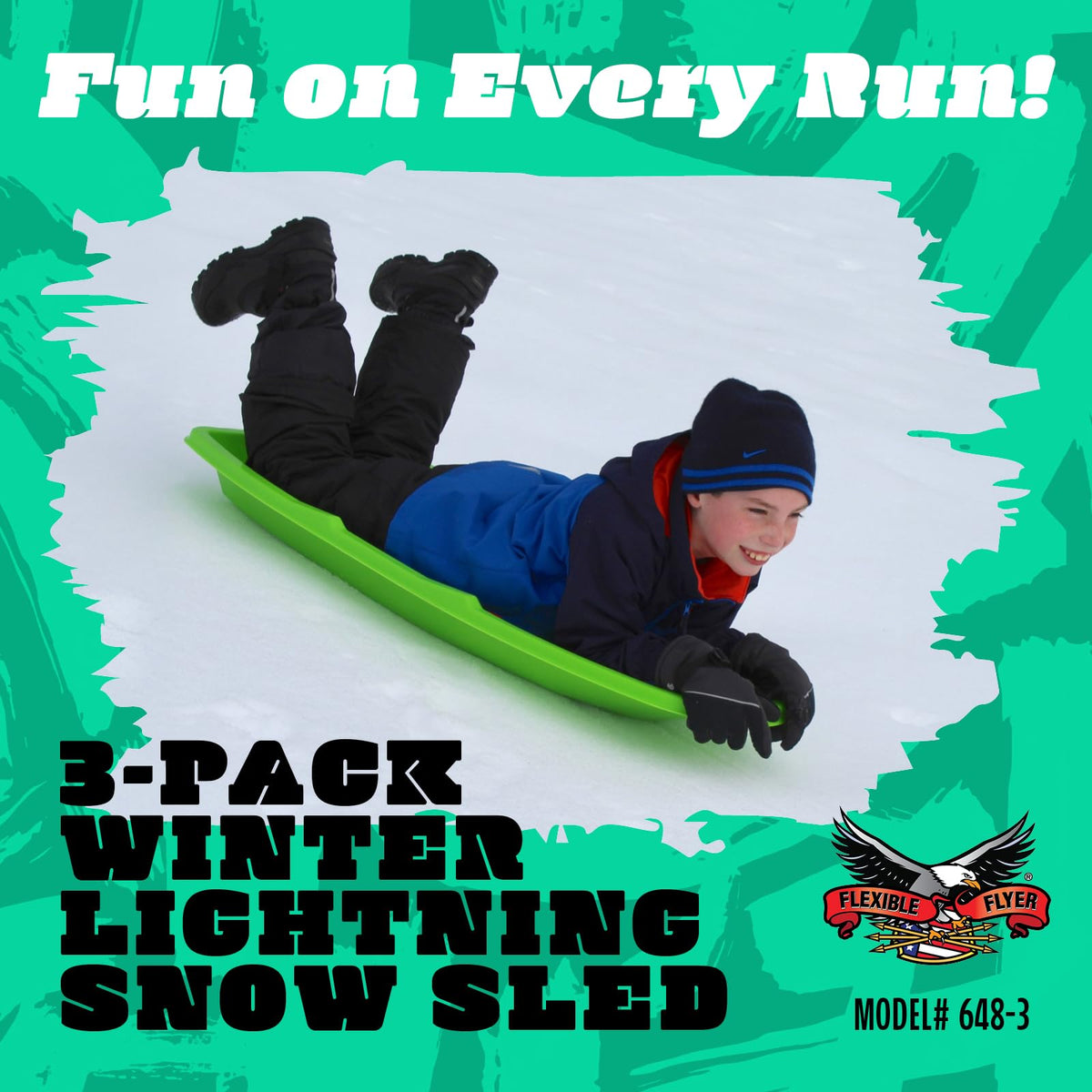 48 Inch Toboggan Style Plastic Snow Sled 3-Pack Y8264
