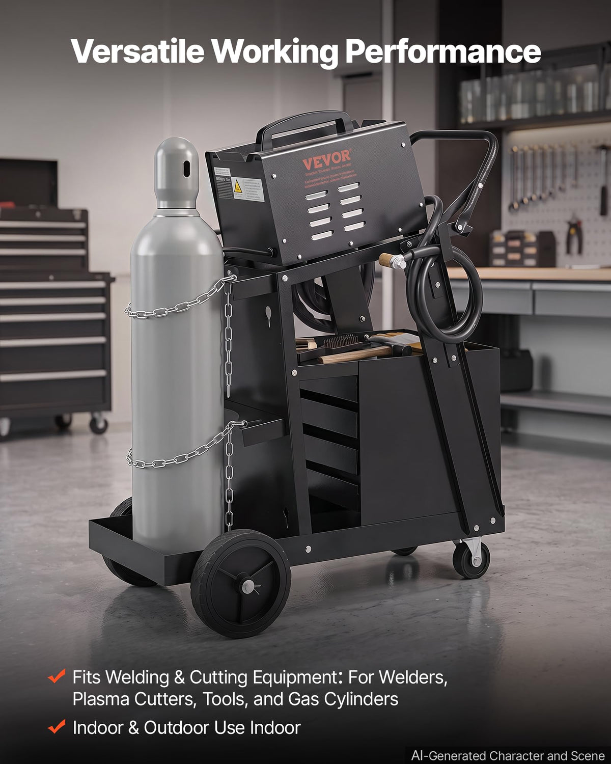 2-Tier 4 Drawers Welding Cart 265 LBS Weight Capacity Q139573